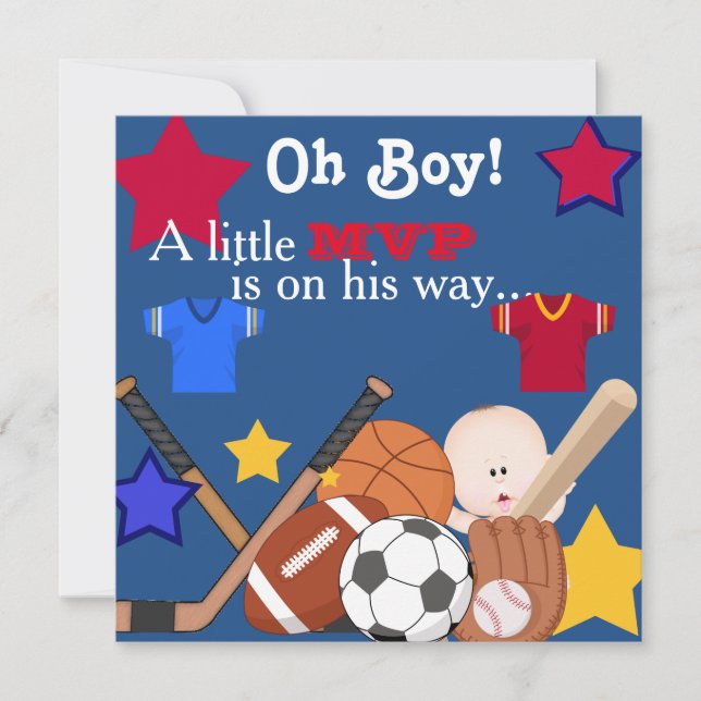 Sports Boys BABY SHOWER Invitation (Devant)