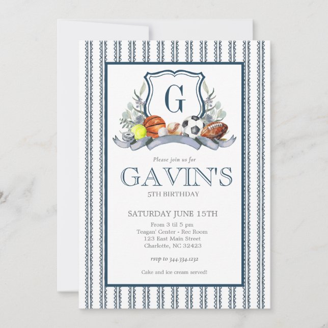 Sports Crest Birthday Invitation (Devant)