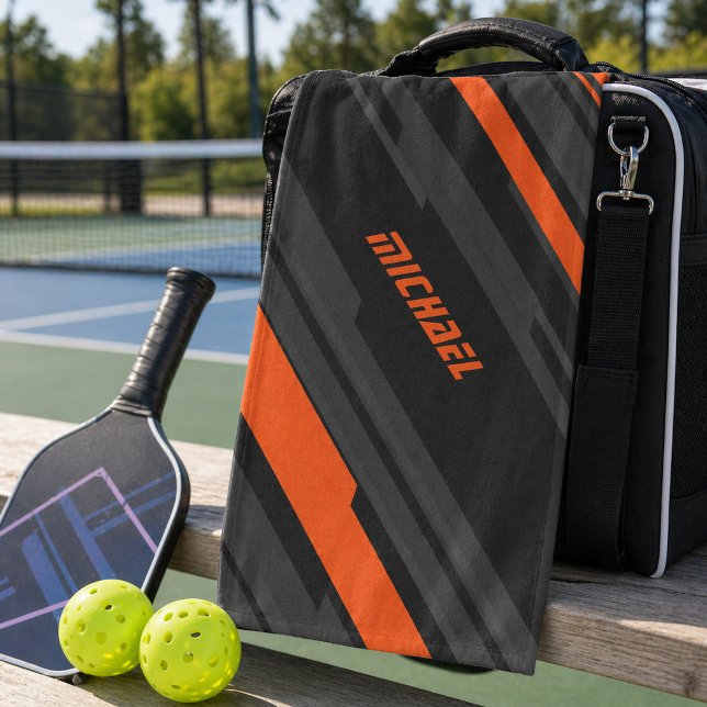 Sports de Nom Géométrique Orange Noir Moderne (Créateur téléchargé)