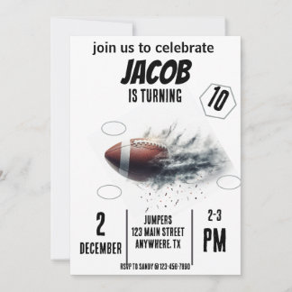 Sports Flying Football Anniversaire Invitation