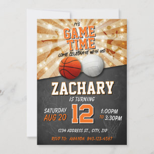 Sports Invitation Anniversaire Basketball & Volley