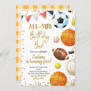 Sports Jeu Heure Anniversaire Invitation