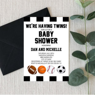 Sports Jumeaux à thème Baby shower Invitation