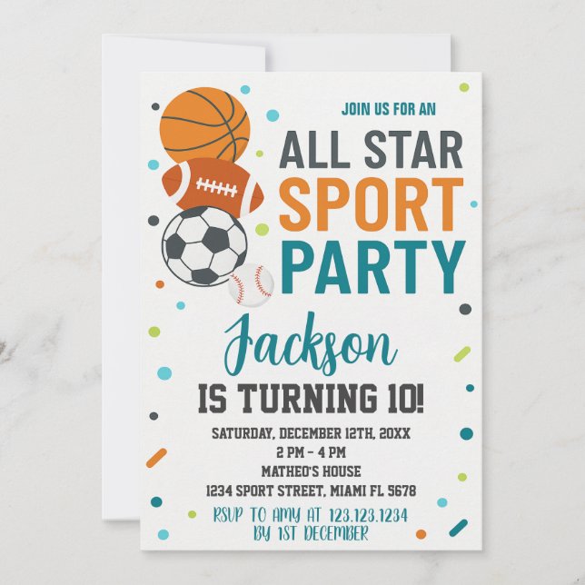 Sports modernes Invitation d'anniversaire (Devant)