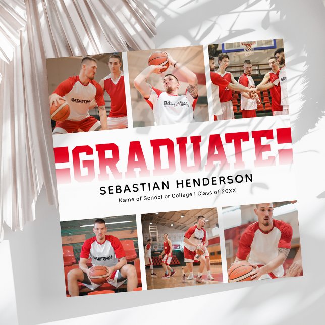Sports modernes Photo Graduation Party Invitation (Créateur téléchargé)