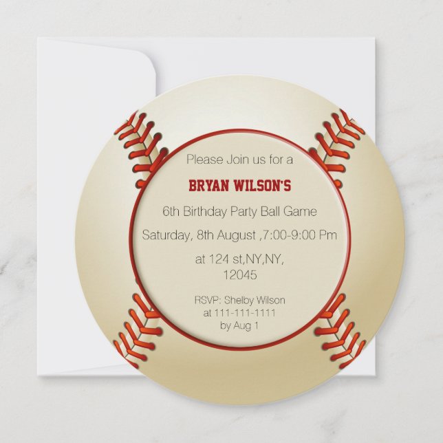 Sports Party Baseball thème Invitations personnali (Devant)