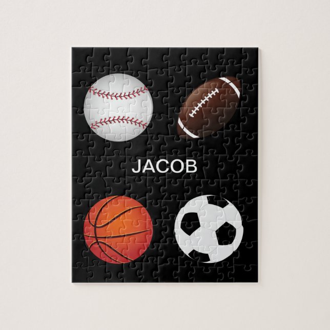 "SPORTS" PUZZLE AVEC NOM D'ENFANT. (Vertical)