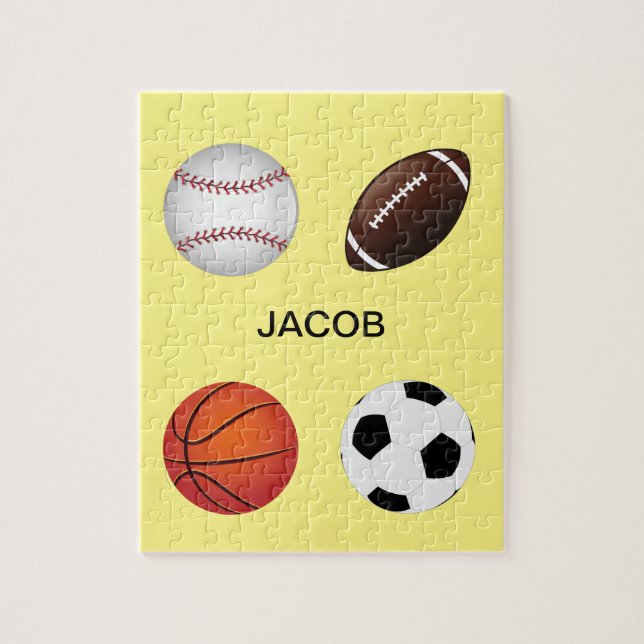 "SPORTS" PUZZLE AVEC NOM D'ENFANT. (Vertical)