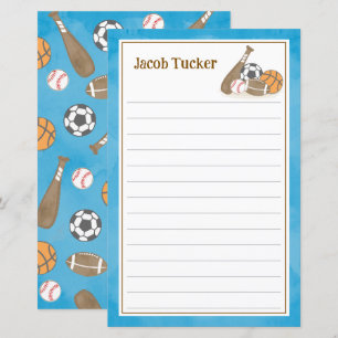 Sports Sky Blue Kids Linked Letter Papier