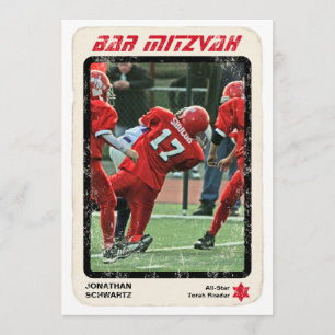 Sports Star Bar Mitzvah Invitation Rouge et Noir