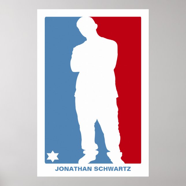 Sports Star Bar Mitzvah Poster bleu et rouge (Devant)