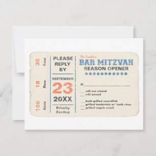 Sports Star Bar Mitzvah RSVP Reply Card Bleu