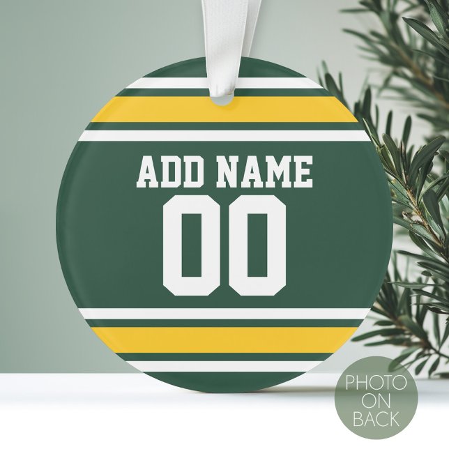 Sports Team Football Jersey Nom personnalisé (Personalized Photo Ornament with a Sports Jersey Design)