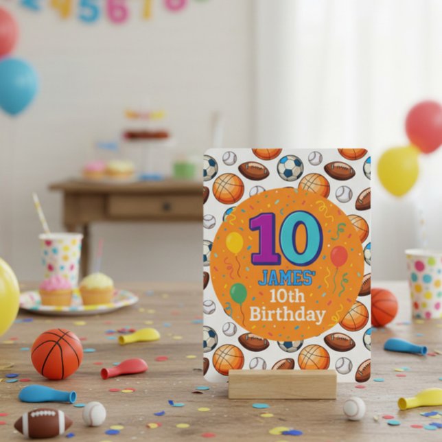 Sports Theme 10th Birthday Invitation (Créateur téléchargé)