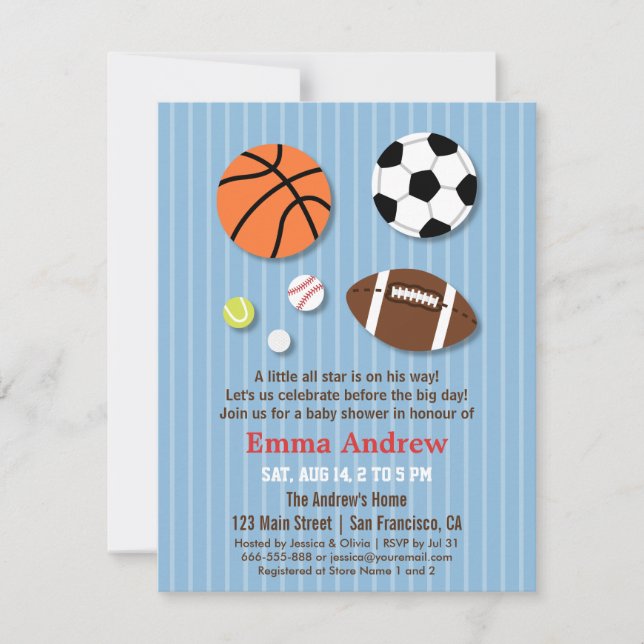 Sports Thème Baby Shower Invitations (Devant)