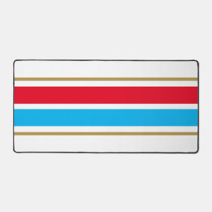 Sporty Bright Red Sky Blue Racing Stripes Sur Blan