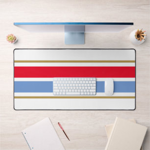 Sporty Bright Red White Light Blue Racing Stripes