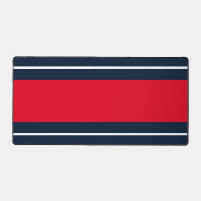 Sporty Bright Red White Navy Blue Racing Stripes (Recto)