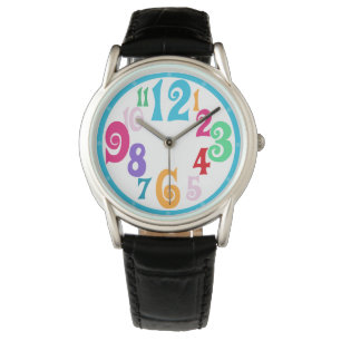 Sporty Colorful Chic Blue Trim Montre Numéros De F