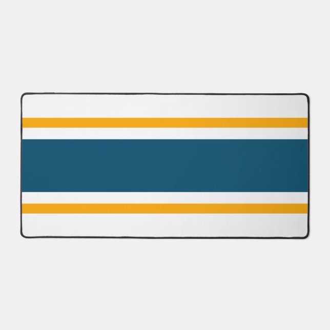 Sporty Ocean Blue Yellow Racing Stripes Sur Blanc (Recto)