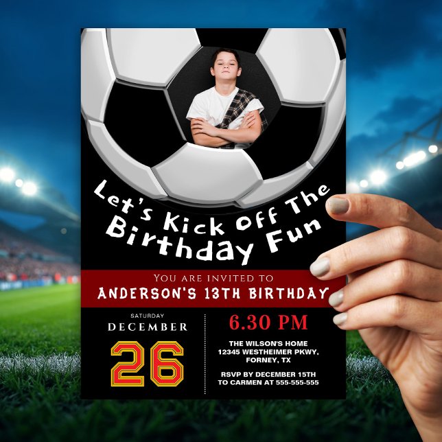 Sporty Photo Birthday Invitation For Boys | Soccer (Créateur téléchargé)