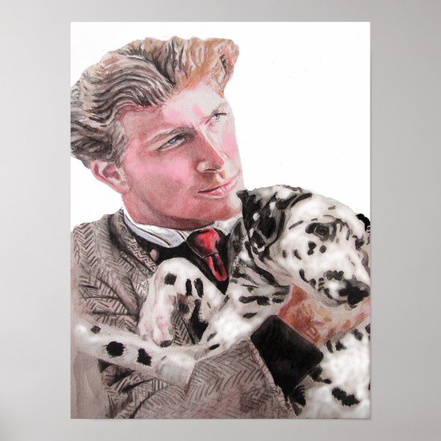 Spotted Dog Dalmatian and Man Portrait Poster (Devant)