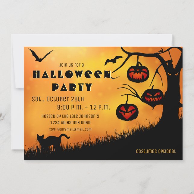 Sppoky Halloween Jack 'o lanterne Arbre Invitation (Devant)