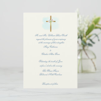 Spray floral sur croix - Invitations de mariage pe