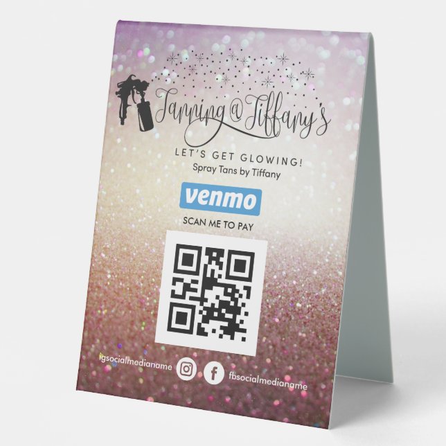 SPRAY TANS VENMO QR CODE SIGNE PÉDESTAL (Recto)