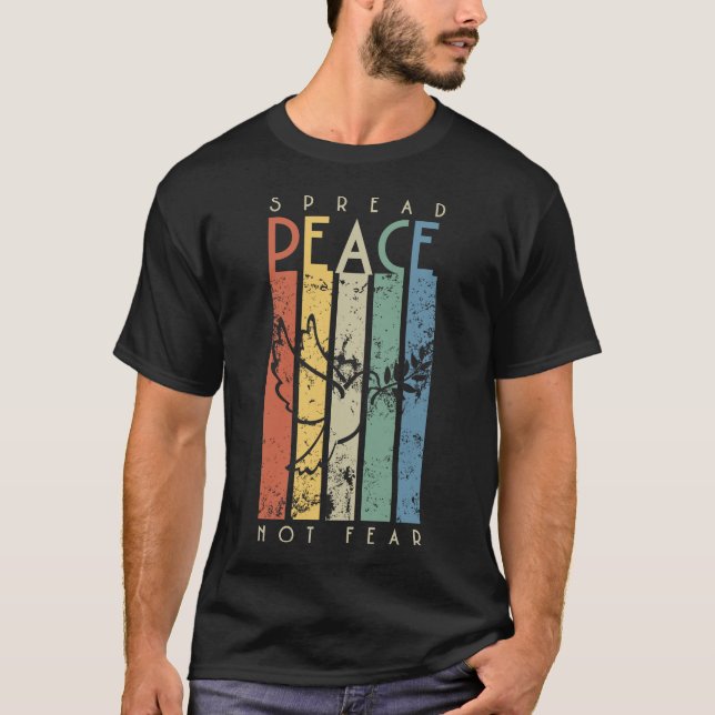 Spread Peace Not Fear Retro Stripes Dove T-shirts  (Devant)