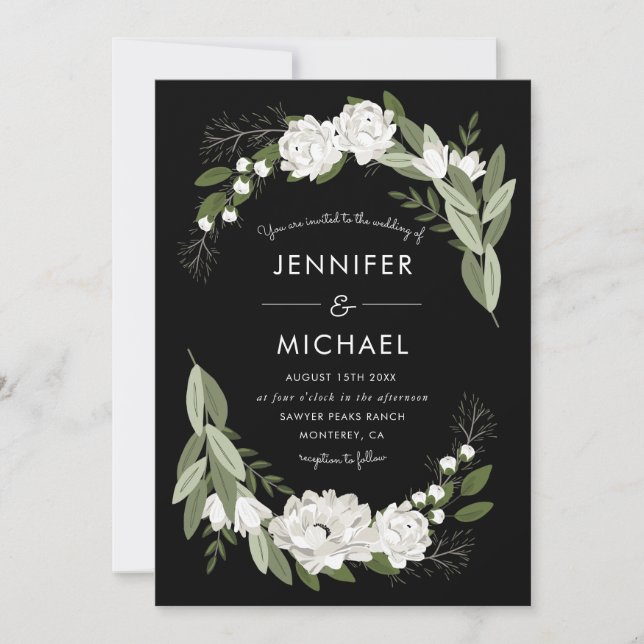 Sprigs Mariages floraux blancs - Invitation de mar (Devant)