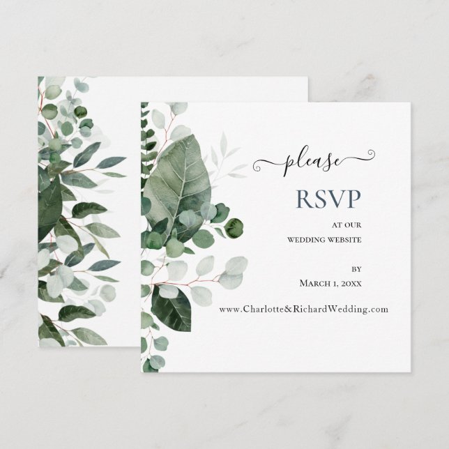 SPRING BEAUTY GREENERY Site Mariage RSVP (Devant / Derrière)