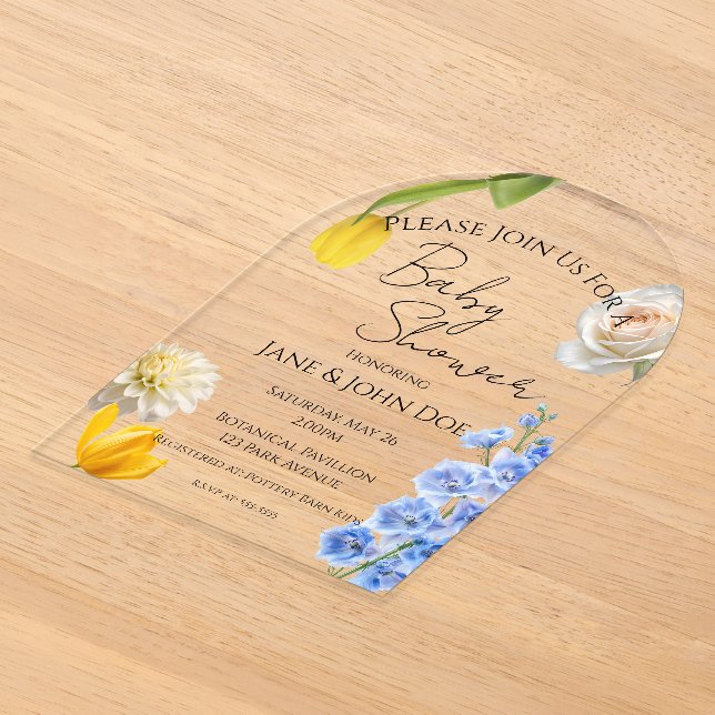 Spring Botanical Acrylic Baby Shower Invitation (Poser)