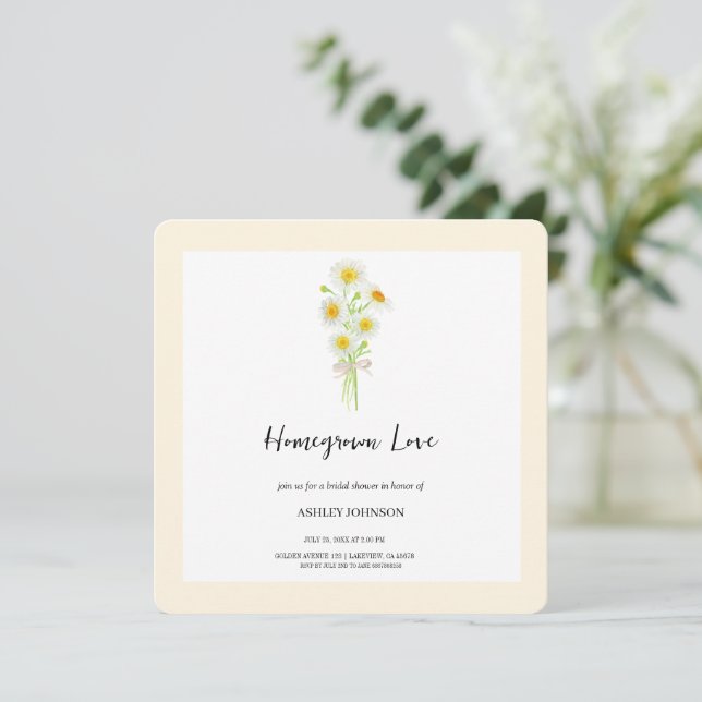 SPRING Chamomile Simple Douche nuptiale Invitation (Debout devant)