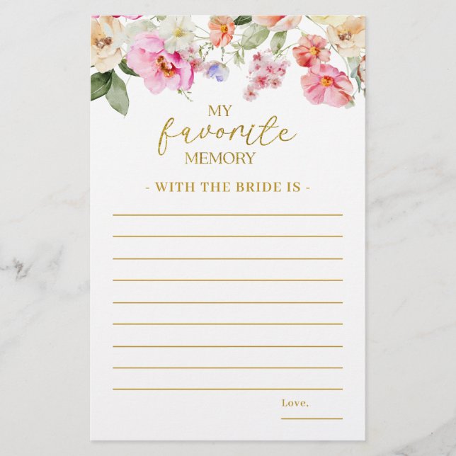 Spring Colorful Floral Bridal Shower Memory Game (Devant)
