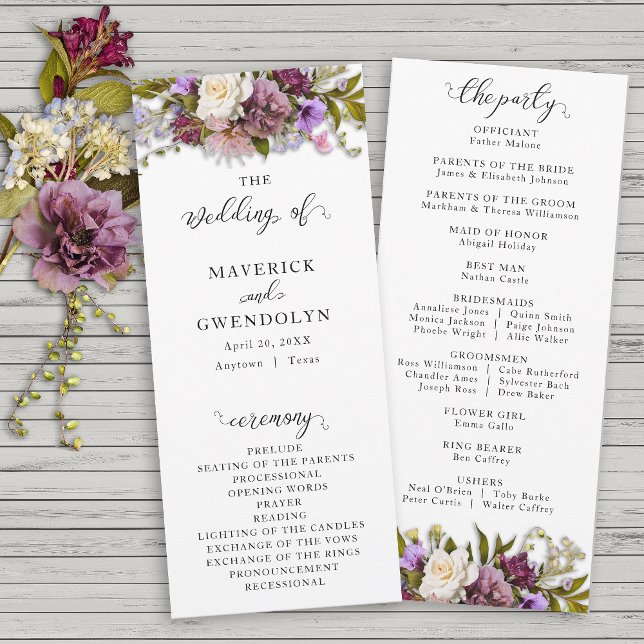 Spring Floral Rustic Wedding Programme (Créateur téléchargé)