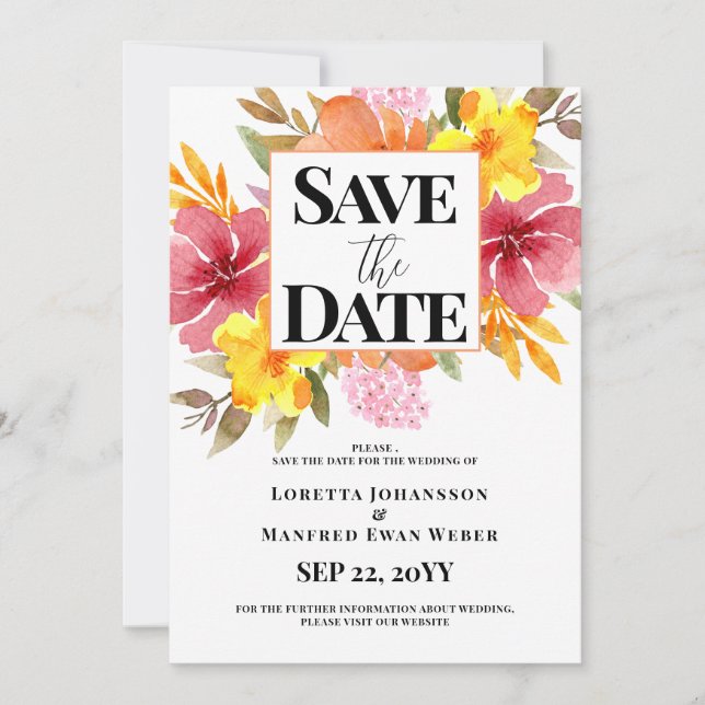 Spring Floral Save the date Invitation (Devant)