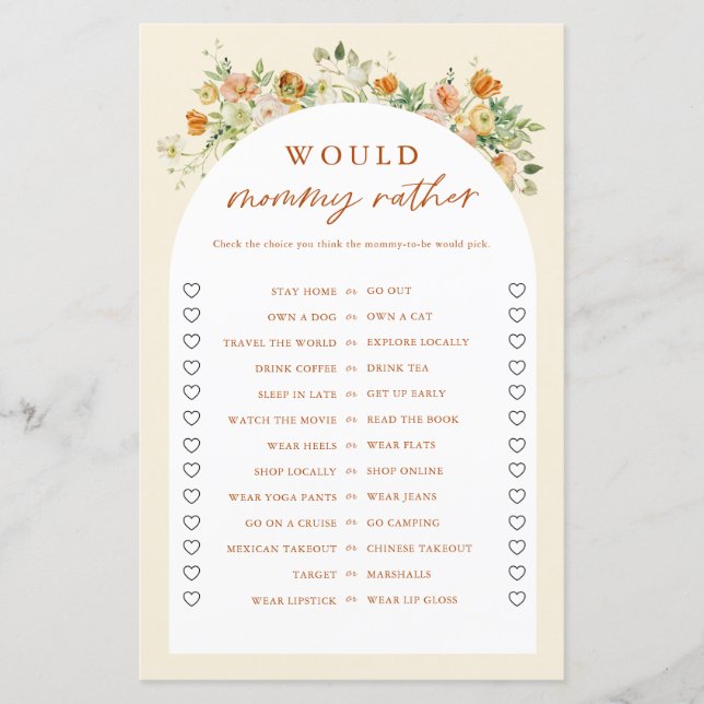 Spring Floral Voudrait Mommy Plutôt Baby shower Je (Devant)