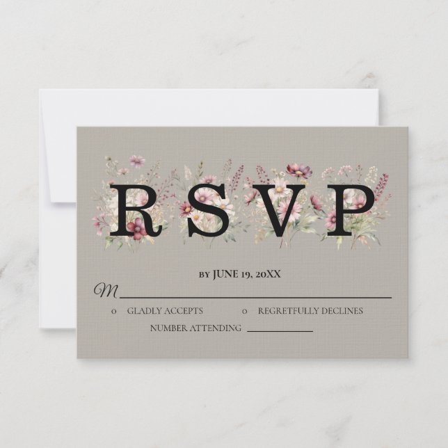 Spring Floral Wedding RSVP card (Devant)