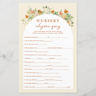 Spring Flory Nursery Rhymes jeu de Baby shower Qui