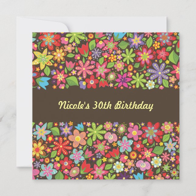 Spring Flowers 30th Birthday Party Invitation (Devant)