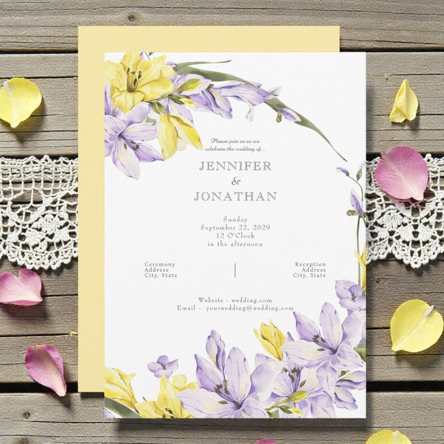 Spring Freesia Wreath Wedding Invitation (Créateur téléchargé)