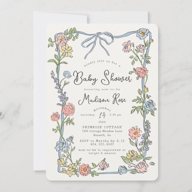 Spring Garden Party Pastel Floral Baby shower (Devant)