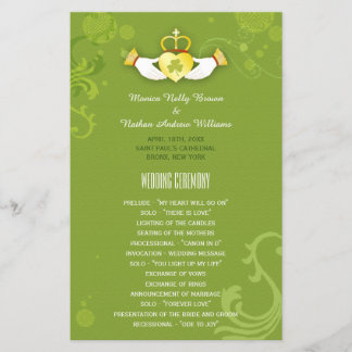 Spring Green Unique Irish Wedding Programme