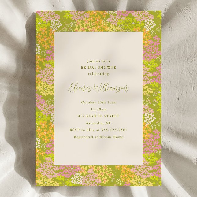 Spring Lime Green Floral Bridal Shower Invitation (Créateur téléchargé)