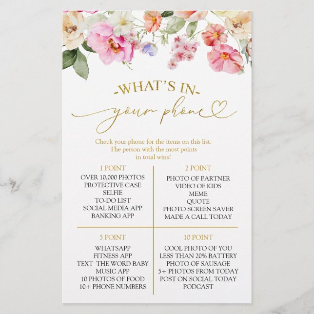 Spring Love In Bloom What's In Your Phone Game (Devant)