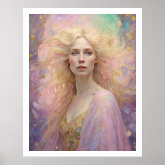 Spring Pastel Art déco Femme avec cheveux blonds (Devant)
