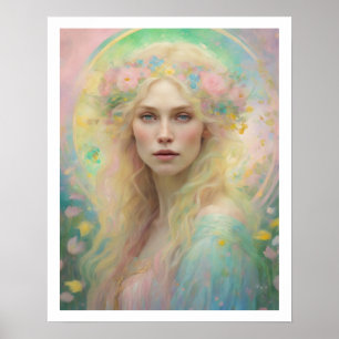 Spring Pastel Art Déco Femme Rose de cheveux blond