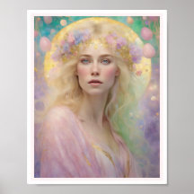 Spring Pastel Art Déco Femme Roses de cheveux blon