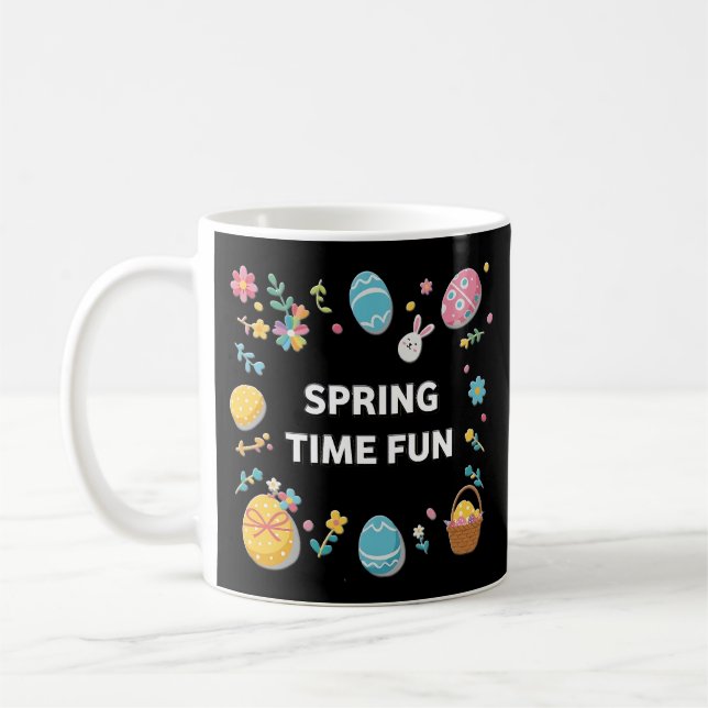 Spring Time Fun Flowers and Easter Eggs Coffee Mug (Gauche)